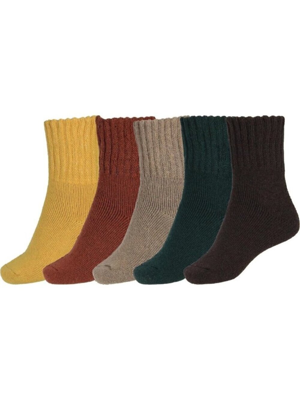 BenSorts Women 5 Packs Brown Red Green Yellow Khaki WinterThick Warm Boots Socks